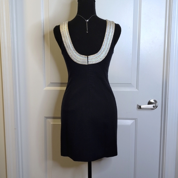 Lilly Pulitzer Valli Navy Shift Mini Dress Silver Gold Metallic Trim 00 - Picture 8 of 15